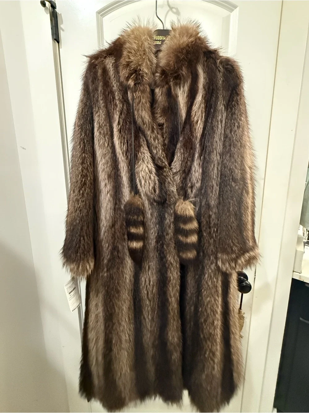 Vintage Genuine Raccoon Fur Full Length Coat Yudofsky Fur & Leather